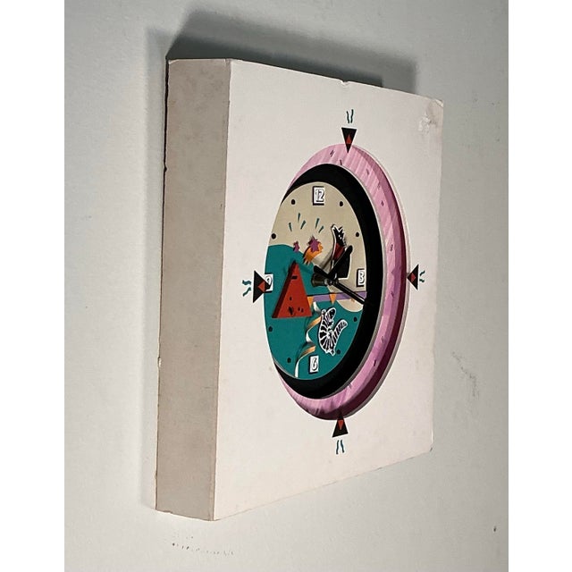 Memphis Group Postmodern Memphis Group Style Wall Tabletop Clock Battery Operated, Circa 1980s For Sale - Image 4 of 12