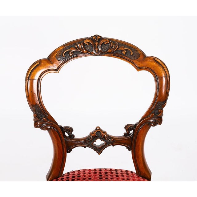 Antique Victorian Burr Walnut Marquetry Loo Table and Chairs, 1800s, Set of 7 For Sale - Image 17 of 18
