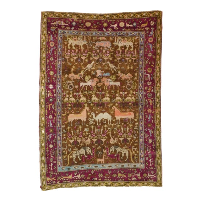 Antique Turkish Silk Rug 3'6'' X 5'1'' For Sale