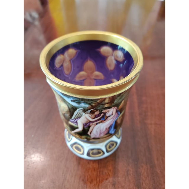 Late 19th Century Antique Bohemian Glass Moser Goblet Signed Overlay For Sale - Image 9 of 10