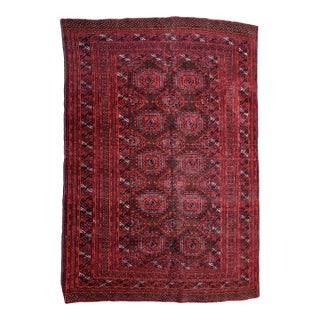 1960s, Handmade Vintage Uzbek Bukhara Rug 4.5' X 5.10' For Sale