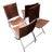 Antique French Leather and Wrought Iron Folding Chairs, Set of 4, Late 19th Century For Sale