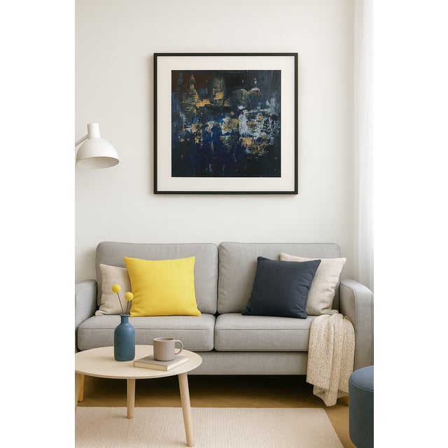 Textile Shades of Blue 2 Abstract Expressionism Acrylic Painting For Sale - Image 7 of 8