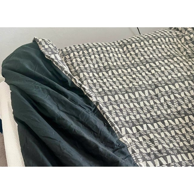 Black West Elm Black & Ivory Organic Cotton Duvet Cover & Two Euro Shams, Set of 3 For Sale - Image 8 of 10