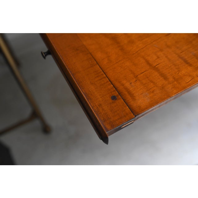 1990s Vintage Eldred Wheeler Tiger Maple Tea Table Scalloped Skirt Queen Anne Legs Colonial Reproduction For Sale - Image 11 of 11