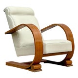 Vintage 1940s Plank Armchair After Andoux and Minet For Sale