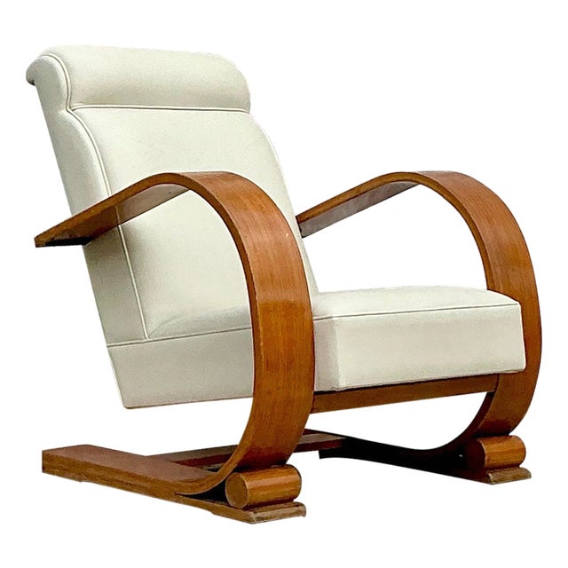 Vintage 1940s Plank Armchair After Andoux and Minet For Sale