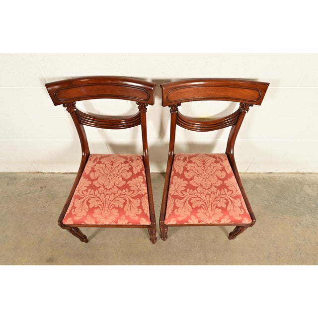 Mid 20th Century Baker Furniture Style English Regency Carved Mahogany Side Chairs or Dining Chairs, Pair For Sale - Image 5 of 13
