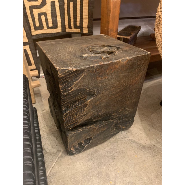 Blackened Burnt Teak Stump Side Table For Sale - Image 9 of 10