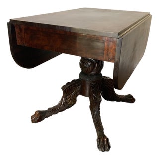 Early 19th Century Federal Hairy Paw Carved Breakfast Table For Sale