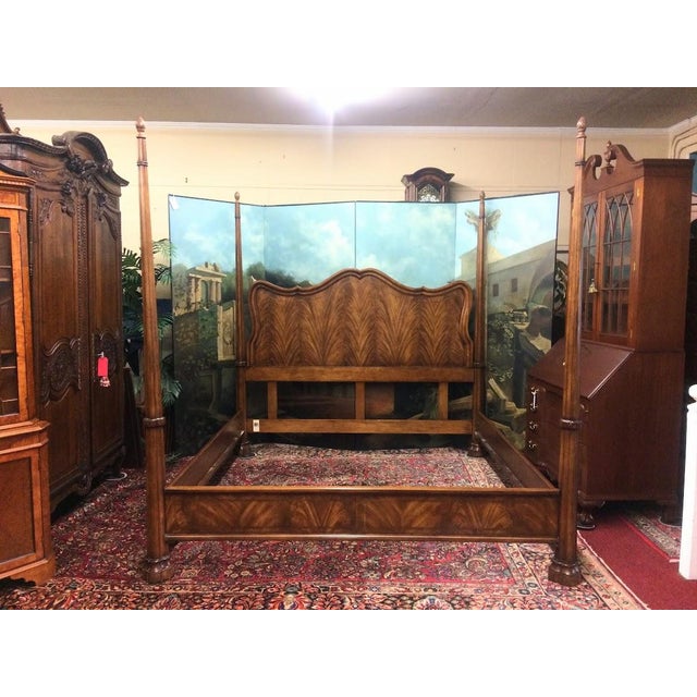 Brown King Size Bed, Poster Bed, Attributed to Century Furniture For Sale - Image 8 of 16