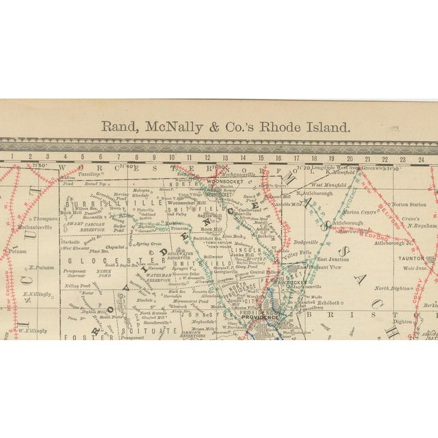 Antique Rhode Island Map by Rand McNally, 1888 For Sale - Image 4 of 9