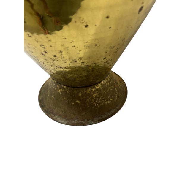 Vintage Brass Floor Vase With Knocker For Sale - Image 4 of 4
