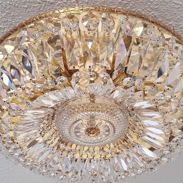 Vintage Ceiling Light in Brass and Lead Crystal from Palwa, Germany, 1960s For Sale - Image 6 of 18