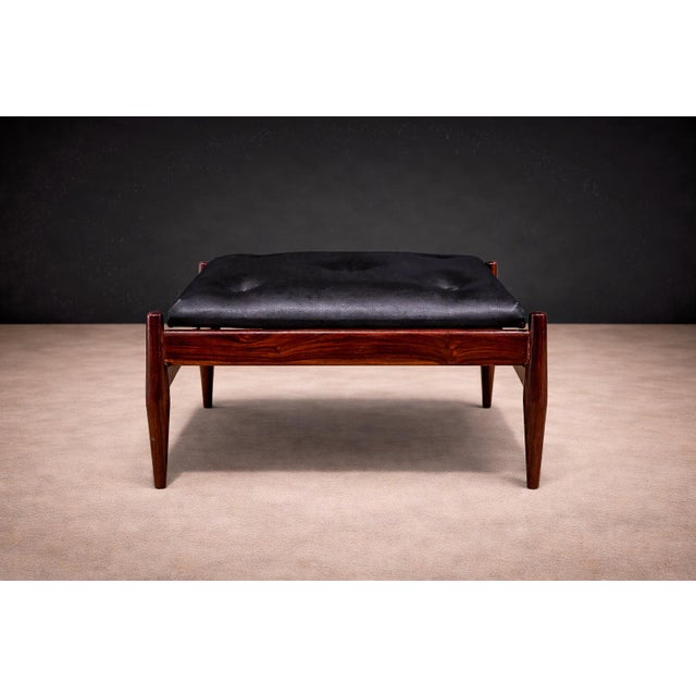 Mid-Century Modern Ottoman in Rosewood & Leather, Liceu De Artes, 1960s For Sale - Image 3 of 10
