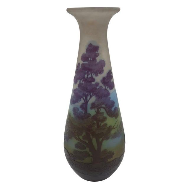 Late 19th Century Antique Gallé Art Nouveau Cameo Glass Scenic Landscape Vase – Lifetime Period (Pre-1904) For Sale - Image 5 of 10