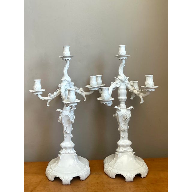Vintage KPM Berlin Blanc De Chine White Porcelain Candelabras - Pair For Sale - Image 11 of 12