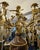 Ceramic Louis XVI-Style Porcelain Pedestal Centerpiece Set of 2 With Floral Gold Leaf Details & Gilded Bronze Accents For Sale - Image 7 of 11