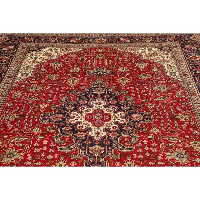Red Middle Eastern Hand-Knotted Tabriz Rug For Sale - Image 8 of 11