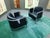 Two elegant club chairs from Italy. Originally purchased in Milan. Seat cushions, back cushions, and armrests covered in...