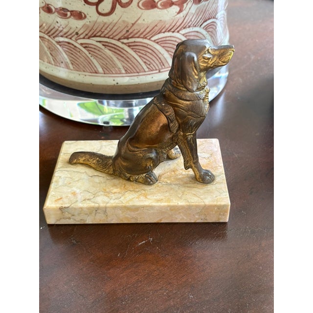 Pair of Cast Brass Sporting Dog Bookends on Marble Bases For Sale - Image 10 of 12