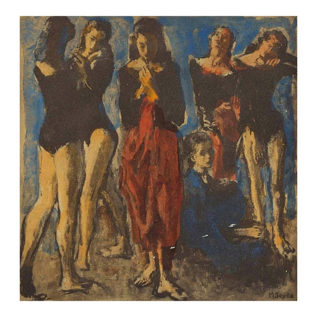 Moses Soyer, Artists Hand Signed and Inscribed "Ballet Dancers" Holiday Greeting Card For Sale