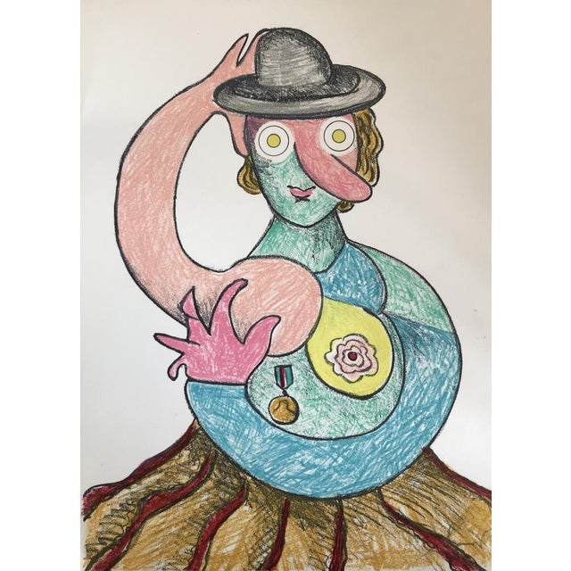 Enrico Baj, La Femme Au Chapeau, 1971, Lithograph For Sale - Image 5 of 5