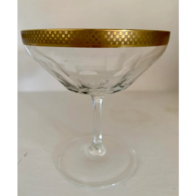 Art Deco Champagne Coupes Checkered Gold - Set of 4 For Sale - Image 4 of 4