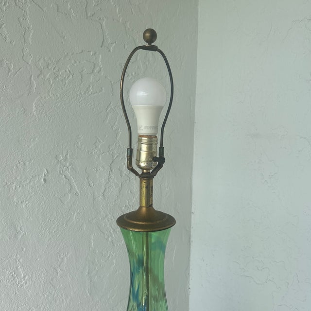 Mid 20th Century Murano Vintage Blue Venetian Glass Drip Loop Lamp For Sale - Image 5 of 6