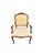 French Ethan Allen French Louis XV Style Carved Cherry Armchair in Cream Damask For Sale - Image 3 of 11