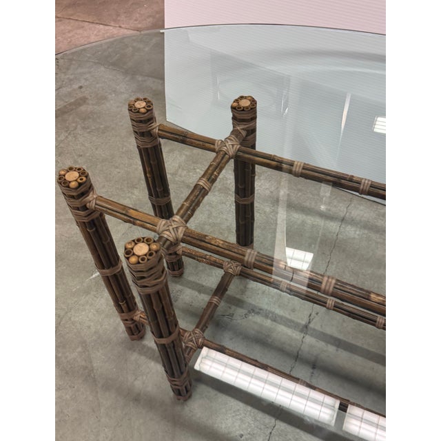 McGuire Furniture Bamboo Rattan + Glass Dining Table, Vintage For Sale In San Francisco - Image 6 of 12