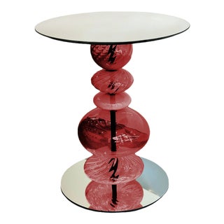 Abacus Glass Tea Table by the Drawing Room Atl in Finish Venetian Red - Size: Tall / Gueridon - Modern Side Table in Colorful Red Glass For Sale