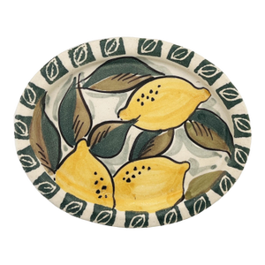 Italian Hand-Painted Ceramic Lemon Majolica Plate Signed, Mid 20th Century