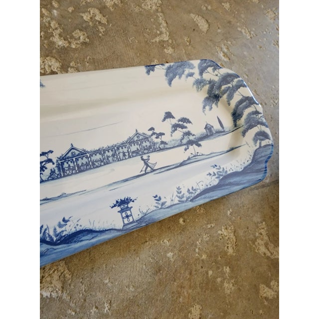 Beautiful Juliska ceramic country estate pattern in blue and white..this elongated tray is great for display, serving or...