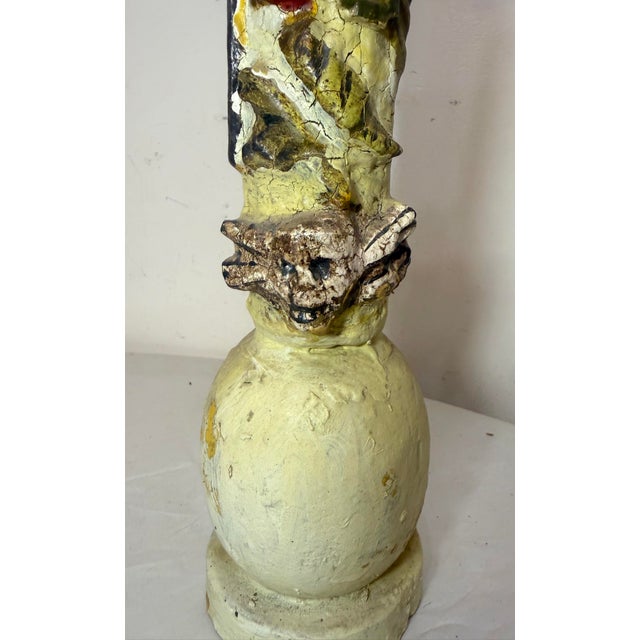 Large 1700's Antique Polychromed Carved Folk Art Wood Religious Crucifix Cross For Sale - Image 9 of 18