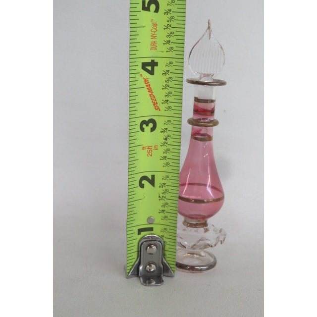 Pink Miniature Hand Blown Egyptian Pink Glass Empty Perfume Bottle With Stopper 5110b For Sale - Image 8 of 9