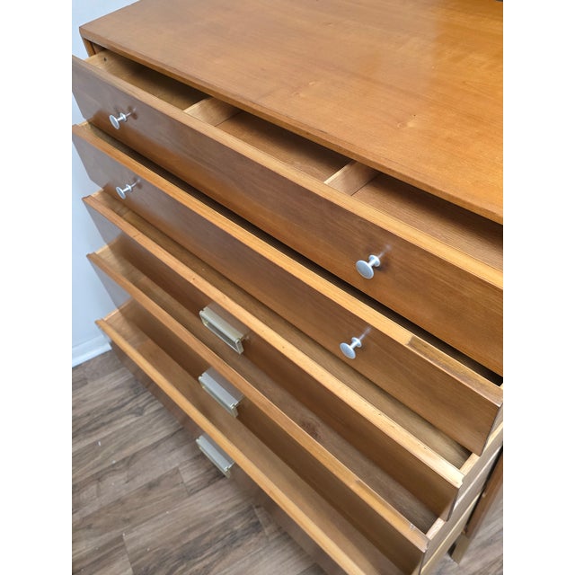 Brown Drexel MCM Mid-Century Cherry “Sun Coast” Tall Dresser / Highboy Designed by Kipp & Stewart For Sale - Image 8 of 10