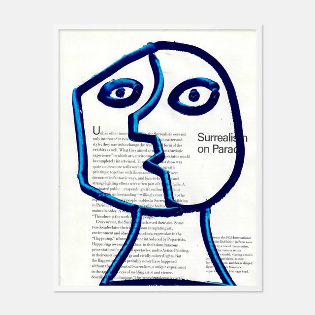 Contemporary Funny Face 1 by Virginia Chamlee in White Frame, Small Art Print For Sale - Image 3 of 3