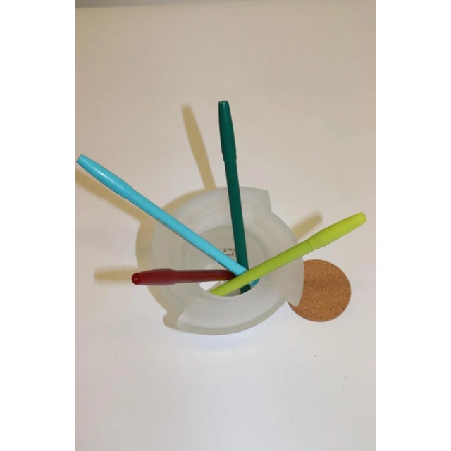 "Step" Pencil Holder Murano White Cast Glass with Satin Finish. Designed By Mauro Marzollo For Itre. Dimensions: Diameter...