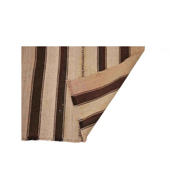 1960s Brown & Ivory Vintage Striped Kilim Rug - 2`3″ X 8`11″ Ft. For Sale - Image 5 of 6