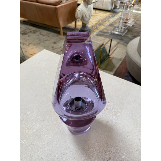 Modern 1970s Flavio Poli Seguso Sculptural Purple Murano Glass Table Lamp For Sale - Image 3 of 9
