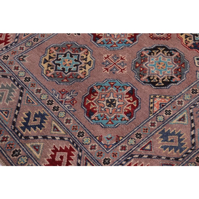 Tribal Tribal Kazak Light Purpl/Light Purpl Wool Rug - 3'4''x5'0'' For Sale - Image 3 of 10