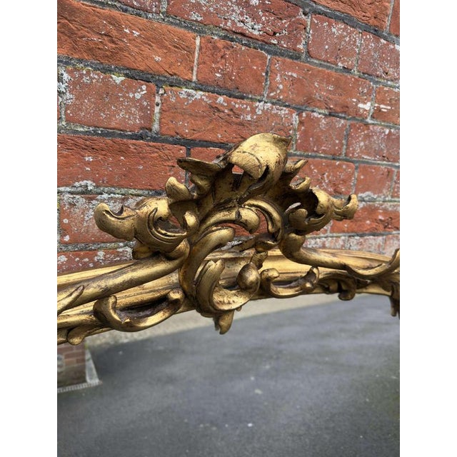 Large Antique 19th Century English Top Gilt Overmantle Mirror For Sale - Image 6 of 7