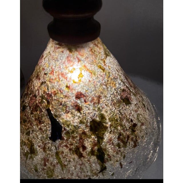 Cone-Shaped Hanging Lamp in Murano Glass and Oak, 1970s For Sale - Image 9 of 18