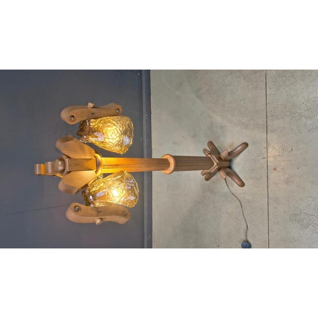 Rustic Oak and Murano Glass Floor Lamp, 1960s For Sale - Image 6 of 14