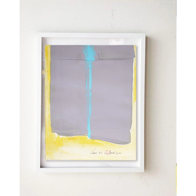 "Static 412" Contemporary Abstract Sky Blue Framed Painting For Sale In Los Angeles - Image 6 of 6