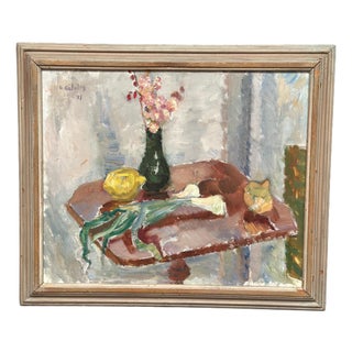 Arne Kilsby, Vase and Vegetables, 1960s, Oil Painting on Panel, Framed For Sale