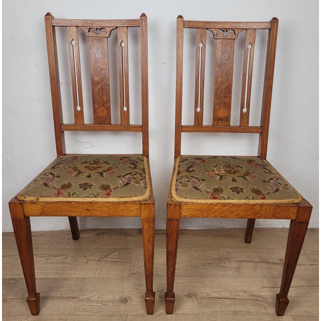 Edwardian Bedroom Chairs in Oak, 1910s, Set of 2 For Sale - Image 12 of 18