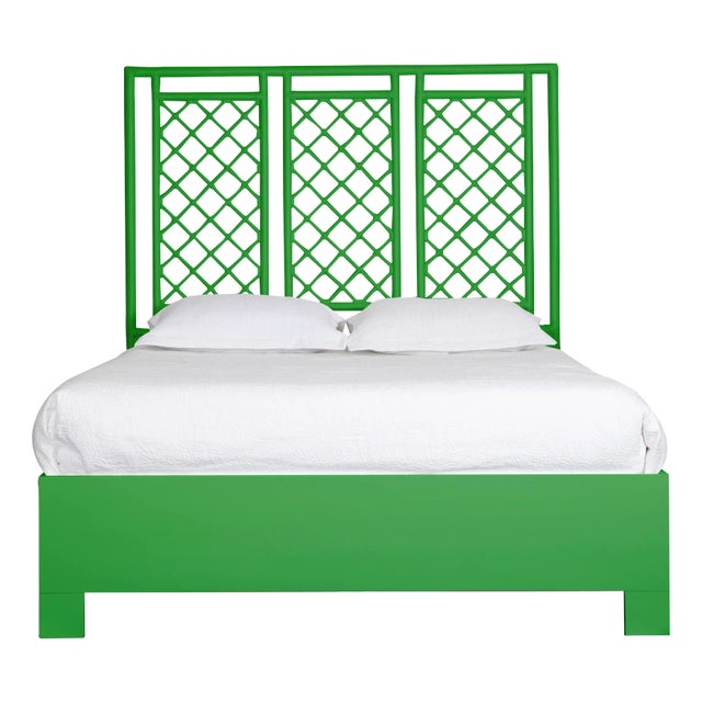X & Diamond Platform Bed Queen, Bright Green For Sale