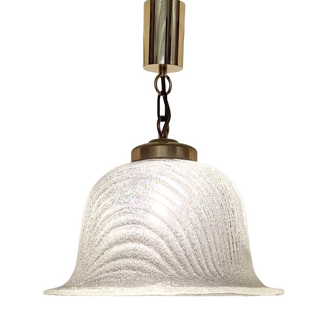Vintage Ceiling Lamp with Frosted Glass Shade on Brass Mounting, 1970s For Sale
